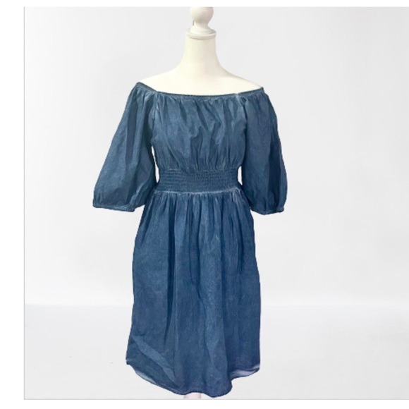 Cato Dresses & Skirts - NEW Off-Shoulder Tie Back Open Back Summer Denim Peasant Dress & High Wa…